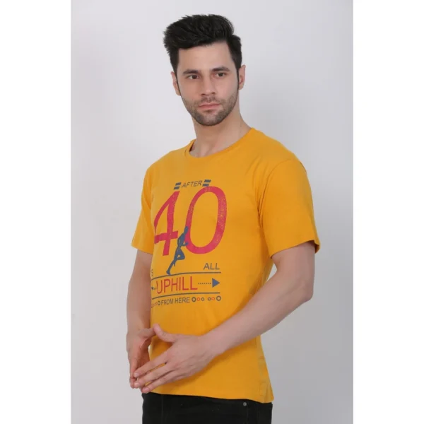 Generic Men's Cotton Jersey Round Neck Printed Tshirt (Mustard Yellow) - Image 6