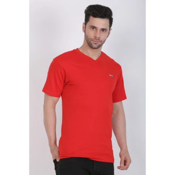 Generic Men's Cotton Jersey V Neck Plain Tshirt (Red) - Image 6