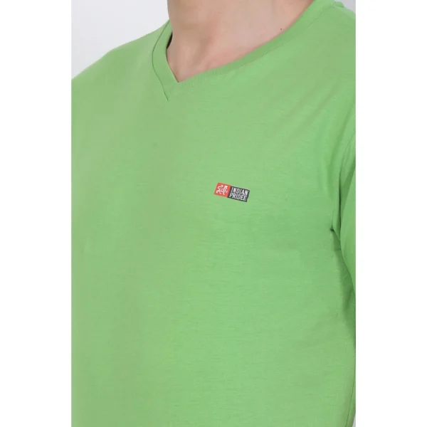 Generic Men's Cotton Jersey V Neck Plain Tshirt (Pale Green) - Image 5