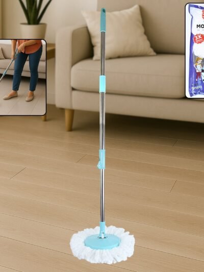 Stainless Steel Mop Rod – Adjustable 120 cm with Microfiber Head