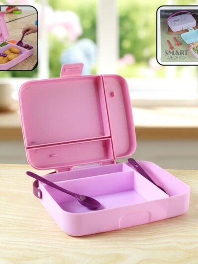 Leak Proof Lunch Box with 3 Compartments and Spoon Set