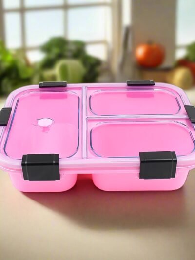 Insulated Lunch Box – 3 Compartment Plastic Tiffin | Lunchie Bunchie