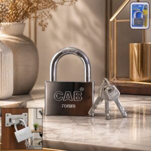 Heavy Steel Padlock – 70mm Square, Hardened Shackle, 3 Keys | Styleva