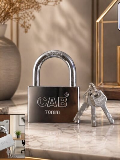 Heavy Steel Padlock – 70mm Square, Hardened Shackle, 3 Keys | Styleva