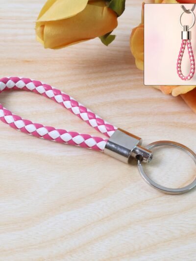 Braided Leather Keychain – Durable Metal Ring & Stylish Hand Strap