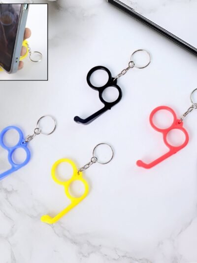 Dual-Finger Mobile Stand Keyring – Lightweight 2-in-1 Phone Holder