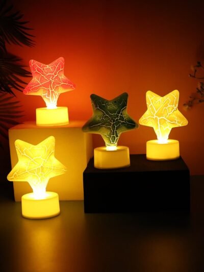 Star LED Tealight Candles (Set of 4) – Flameless Festive Decor
