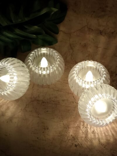 LED Flameless Decorative Candles – Set of 4 Crystal-Style Tealights