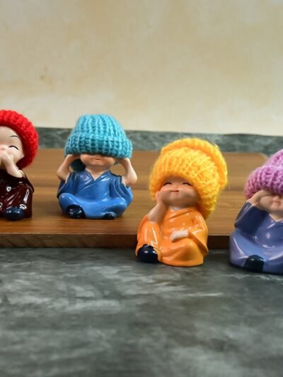 Resin Monk Buddha Showpiece Set of 4 – Spiritual Home Decor