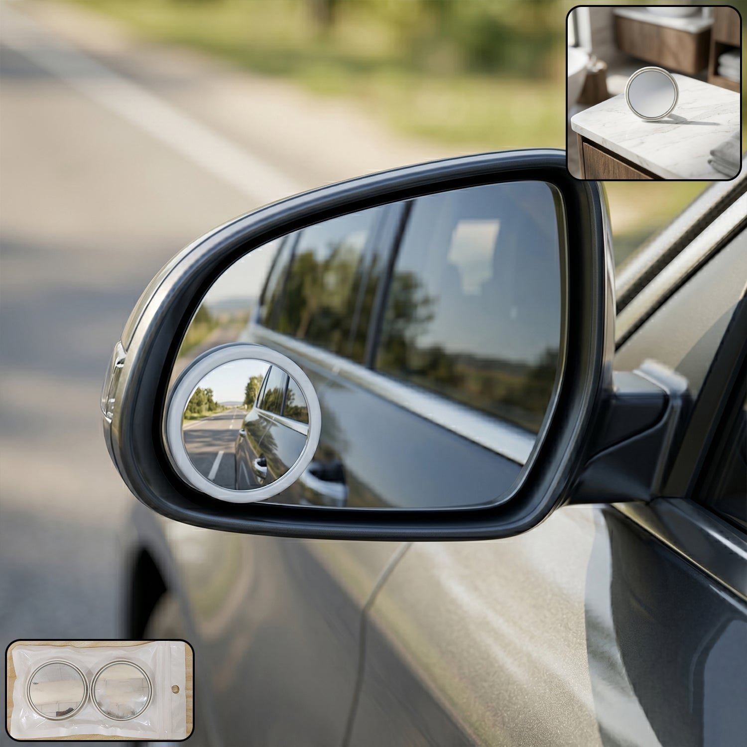 360� Adjustable Blind Spot Mirror � Wide Angle for Safer Driving