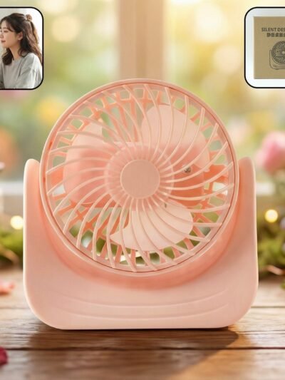 Silent Mini Desk Fan – Rechargeable, Adjustable Tilt & USB