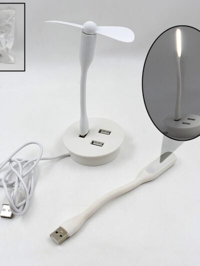 Portable USB Fan, Light & 3-Port Hub Combo for Laptops | Deskrova