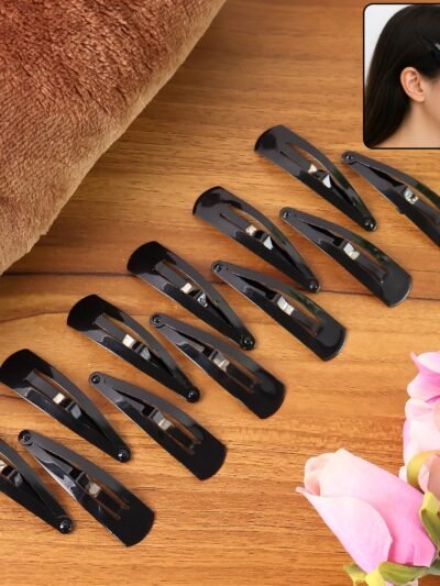 Metal Tik Tak Hair Clips – 12 Pc Matt Black Set | Calm & Curl