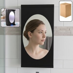 Rotating Storage Cabinet with Mirror – Space-Saving Wall Organizer