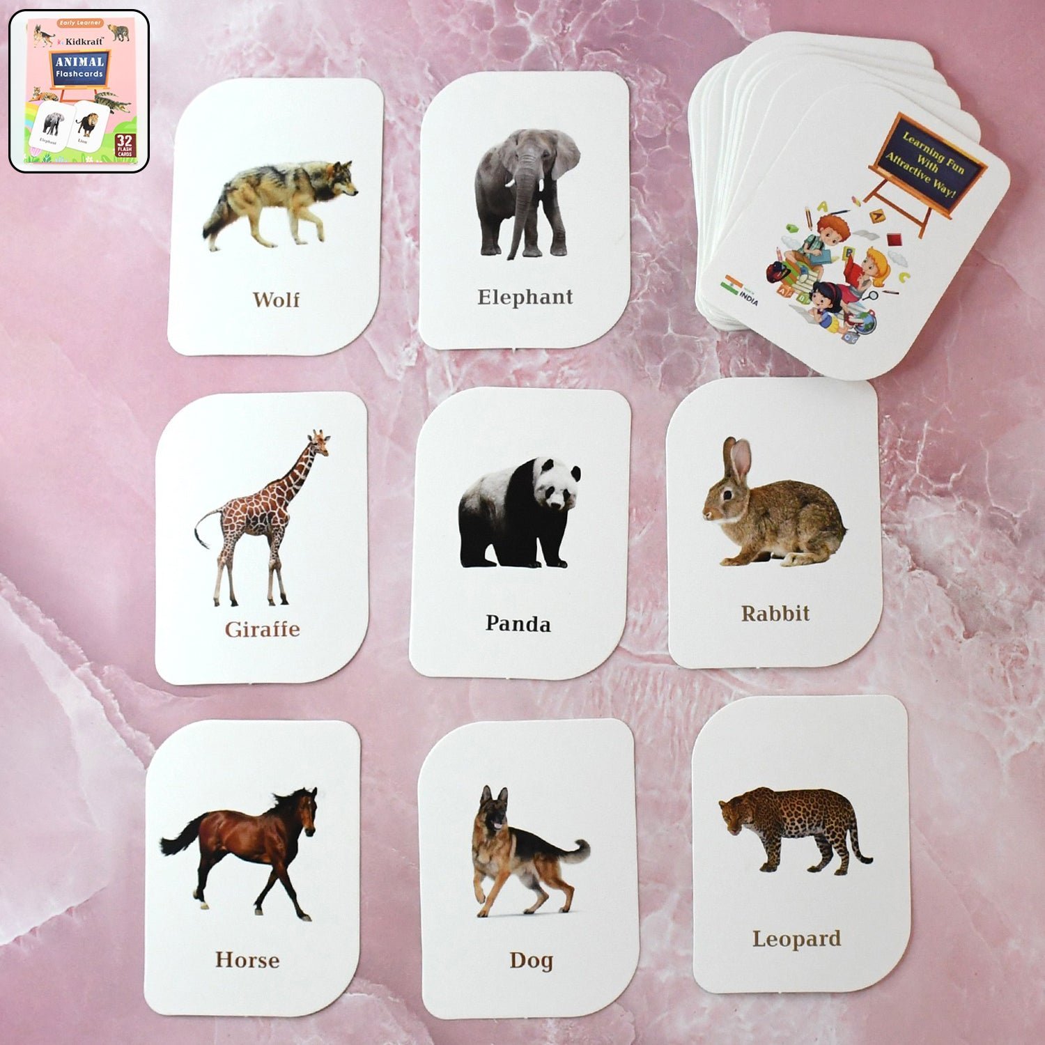Animal Flash Cards – 32 Durable & Laminated Educational Cards