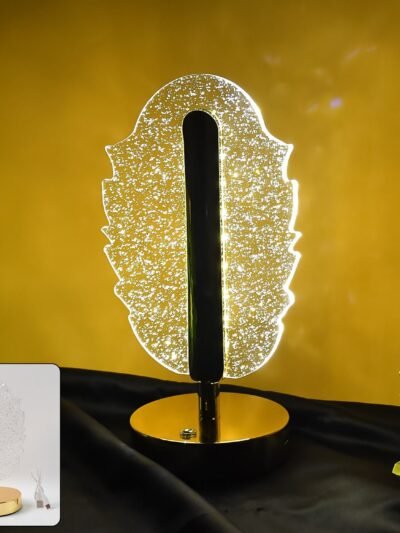 Feather Shape Crystal Table Lamp – Elegant USB Charging LED Light