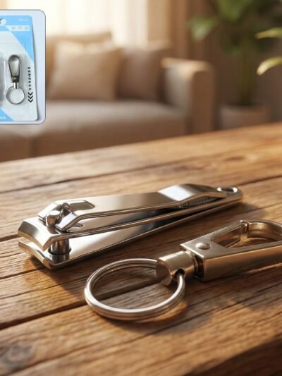 Stainless Steel Nail Clippers – Compact Set with Keychain Holder