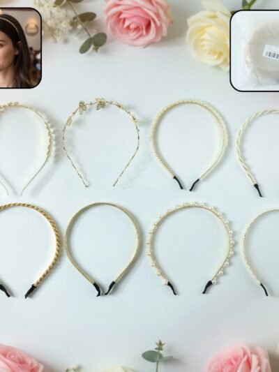 Designer Hair Band Set – Elegant 8-Piece Pearl & Floral Collection