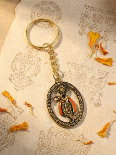 Lord Krishna Metal Keychain – Traditional Spiritual Accessory