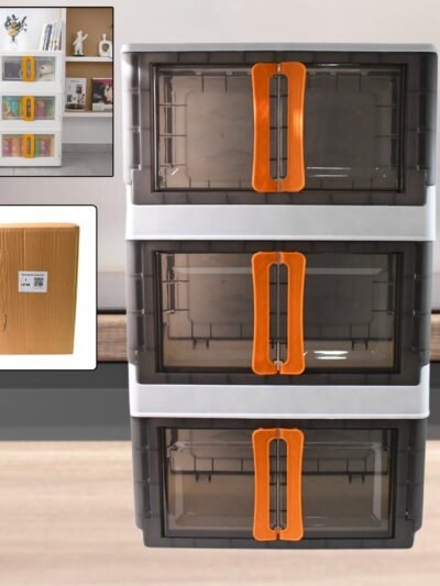 Plastic Folding Wardrobe Organizer – Space-Saving 3-Layer Unit