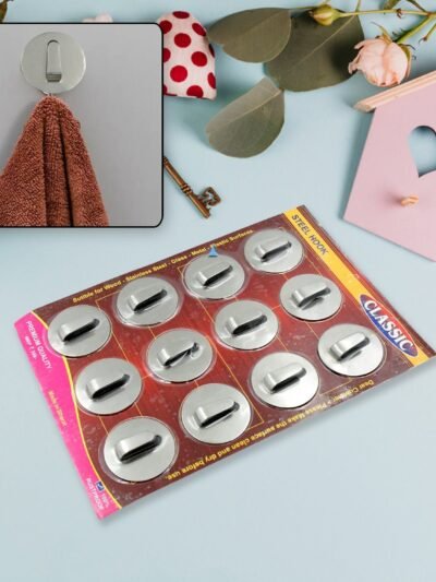Self-Adhesive Wall Hooks – 12 Pcs Steel Multipurpose | Styleva