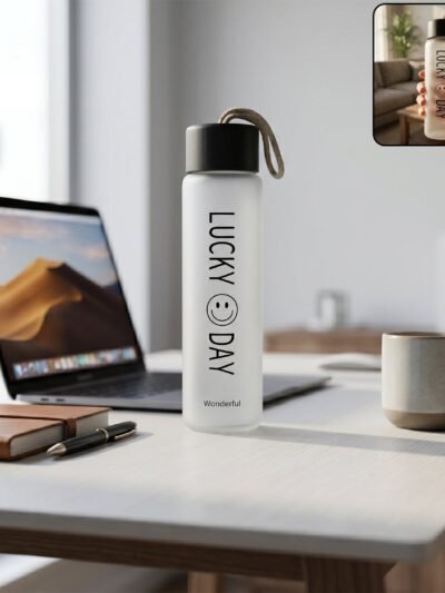 Frosted Glass Water Bottle � Leakproof & Travel-Friendly Design