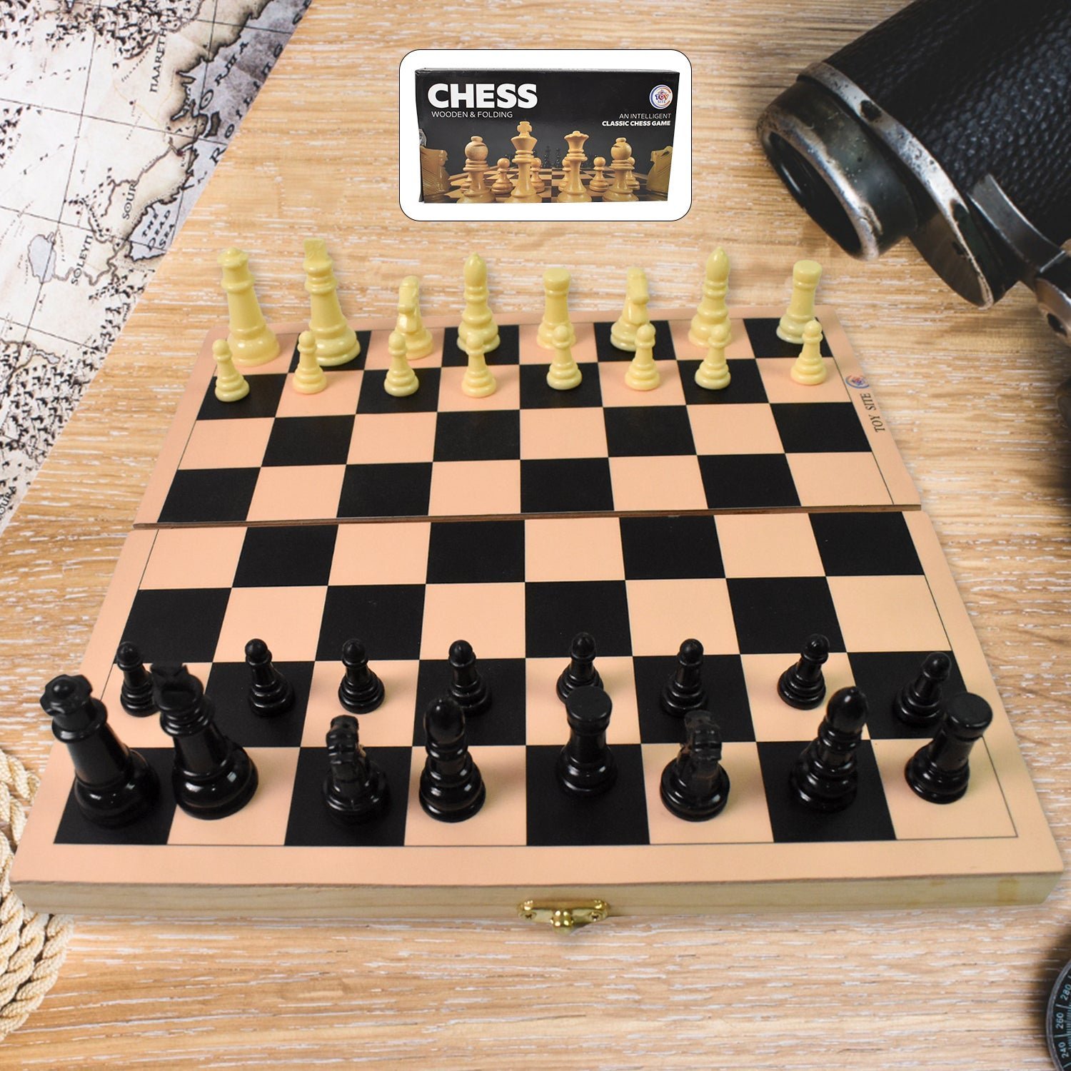 Folding Wooden Chess Set � Portable 30x30cm Board | Boardoria