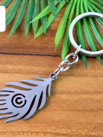 Peacock Feather Keychain – Durable Stainless Steel Design