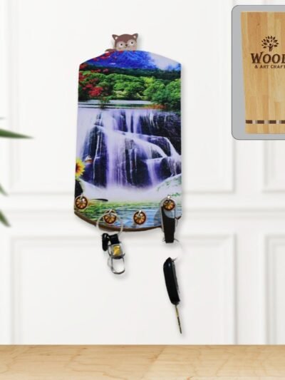 Wooden Wall Decor with Hooks – Vertical Scenery Art | GlimmerHome