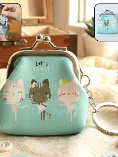 Cartoon Cat Mini Coin Purse Keychain – Portable & Stylish