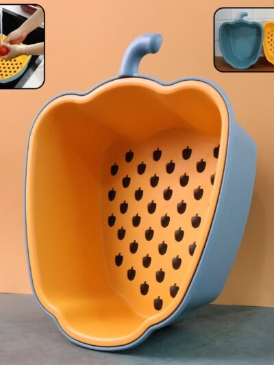Pepper Shape Washing Bowl – 2-in-1 Draining & Serving Set