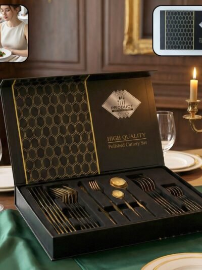 Stainless Steel Cutlery Set – Elegant Gold Finish for Dining & Gifts