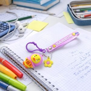 Rainbow Duck Keychain – Cute Silicone Strap for Kids