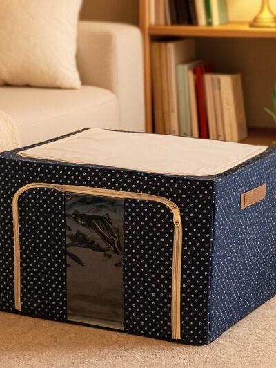 Foldable Steel-Frame Clothes Storage Box – Dust-Proof Organizer
