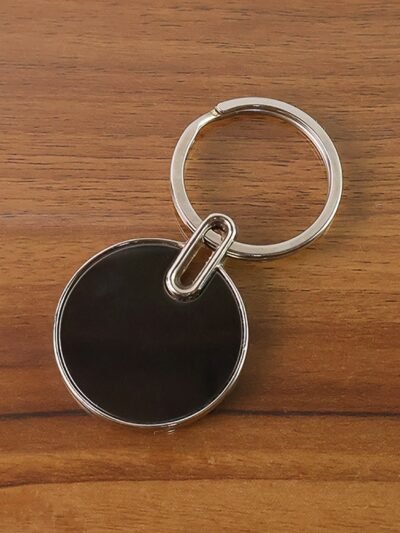Black Round Metal Keychain – Durable Minimalist Key Organizer