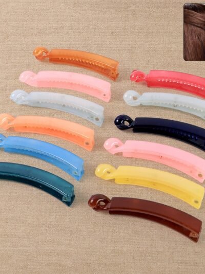Banana Hair Clips Set – 12 Vibrant Multicolor Clips with Strong Grip