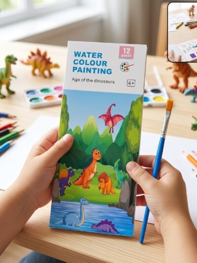 Kids Watercolour Painting Book � Dinosaur Theme & Brushes for Creativity