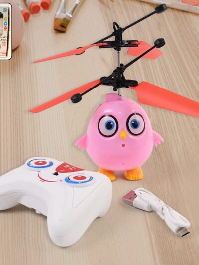 Flying Bird RC Toy – Pink Owl Design with LED & Remote Control