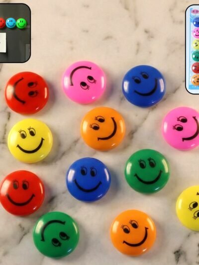 Smiley Face Magnetic Buttons Set – Strong, Colorful 12 Pc Set