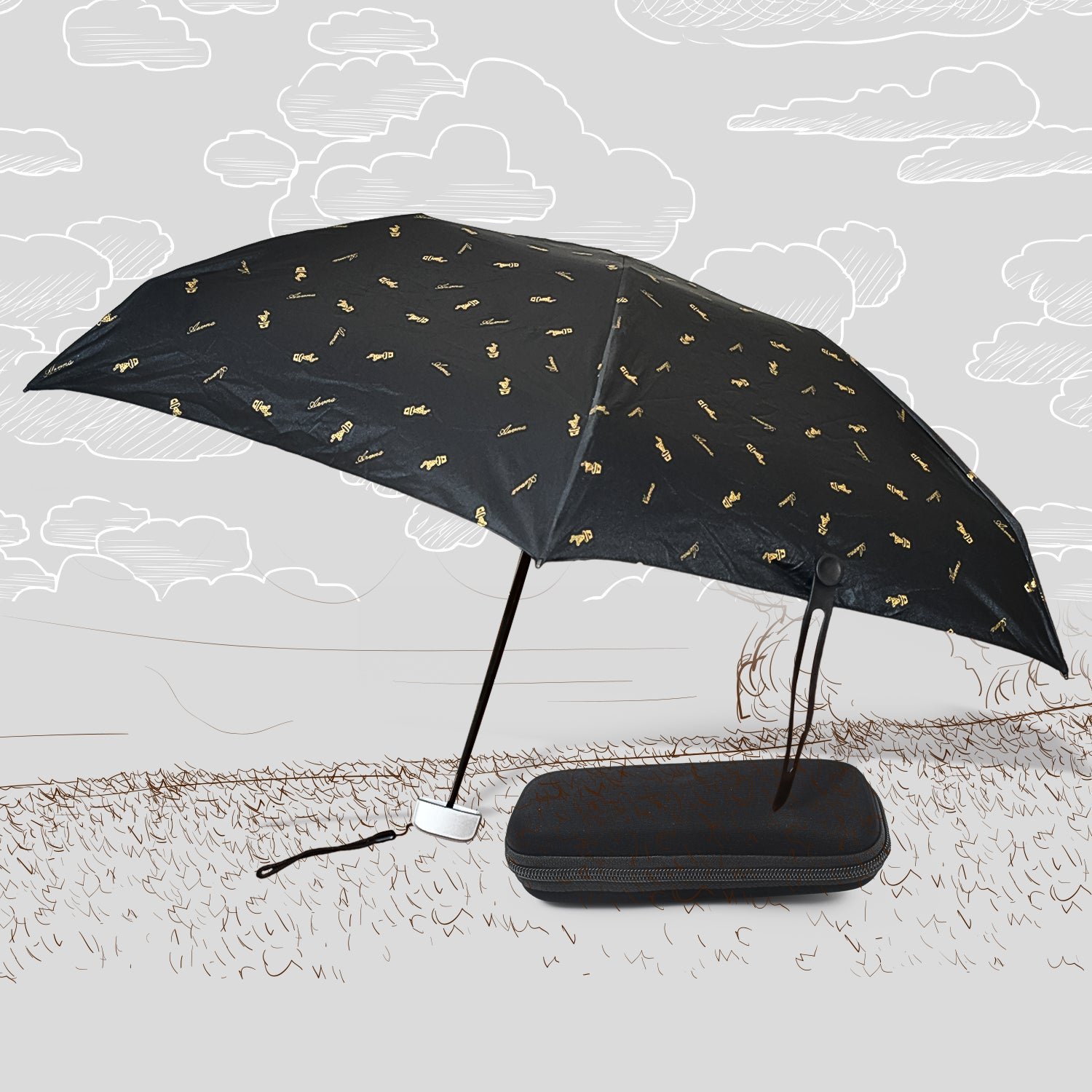 Compact Umbrella – UV Protection, 3-Fold & Zip Case | DrizzlePro