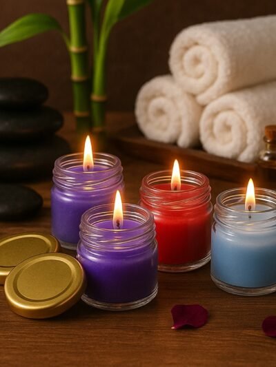 Wax Candle Set in Glass Jars – Elegant Flameless Home Decor