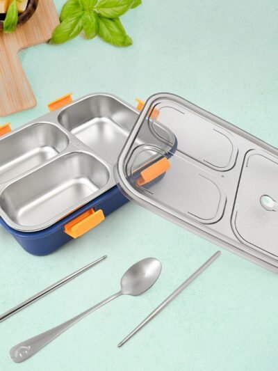 Stainless Steel Lunch Box – 3 Compartment, Leak-Proof | Lunchie Bunchie
