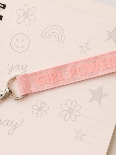Girl Power Fabric Ribbon Keychain – Motivational & Durable Accessory