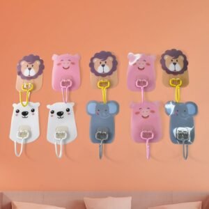 Wall Mounted Cartoon Hooks � Self-Adhesive, Kid-Friendly Design