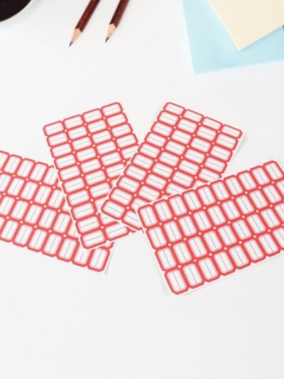 Red Border Label Stickers – Writable, Self-Adhesive 50 Sheets