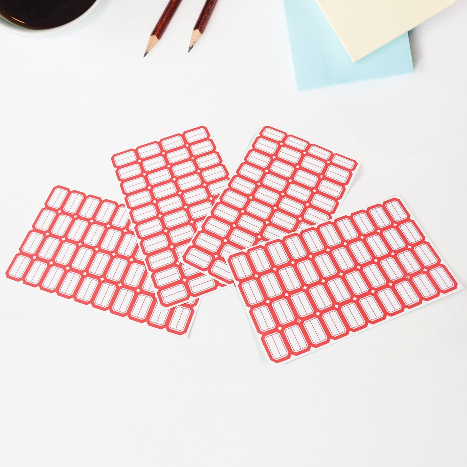 Red Border Label Stickers – Writable, Self-Adhesive 50 Sheets