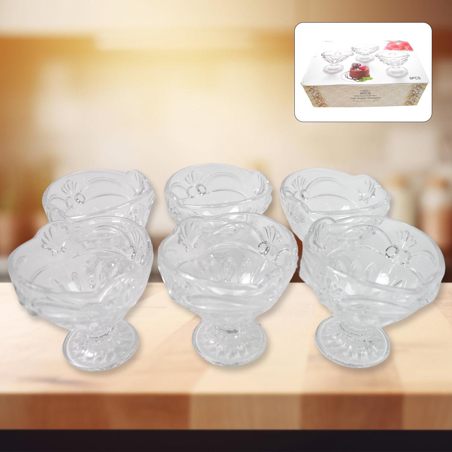 Glass Ice Cream Cups � Elegant Dessert Serving Set (6 Pcs) | Styleva
