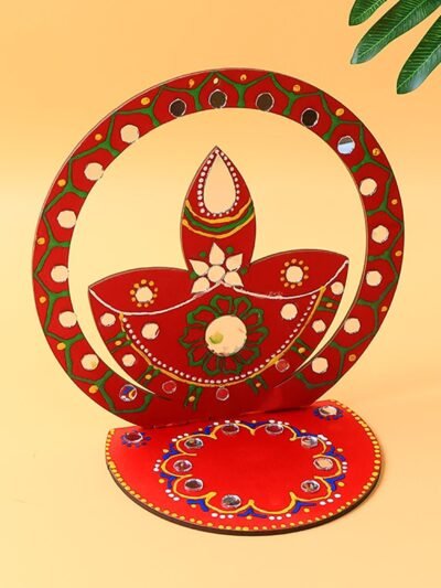 Wooden Decorative Diya Stand – Handcrafted Festive Tea Light Holder