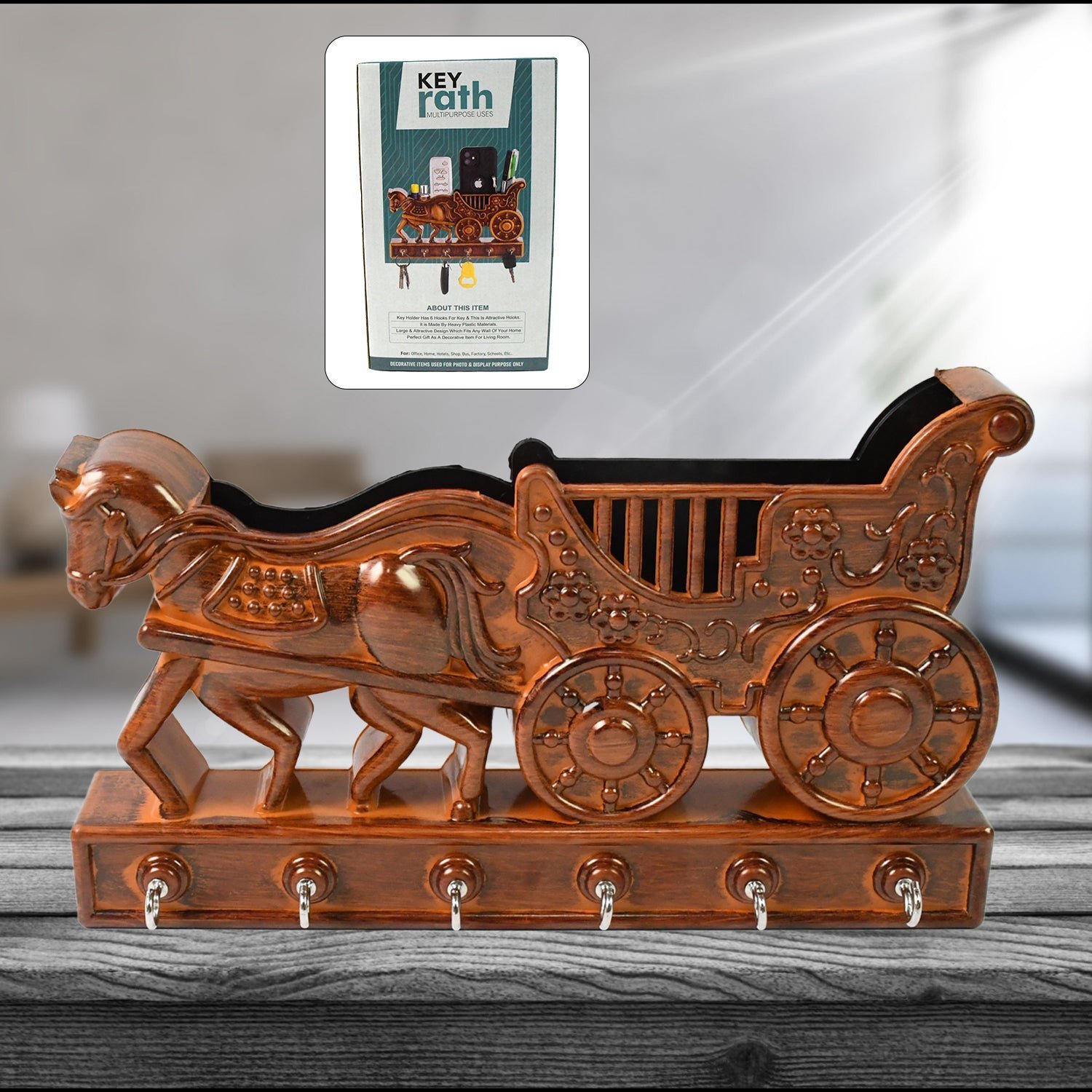 Rath Wall Key Holder � 6 Hooks, Decorative | Indo Glow