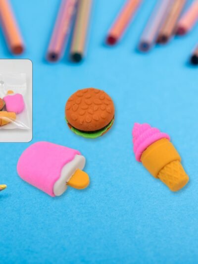 Fancy Erasers – Colourful 3 Pc Set for Kids School Supplies | Writezo